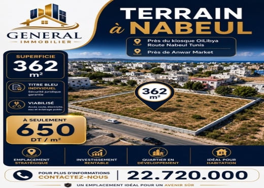 TERRAIN À VENDRE – NABEUL